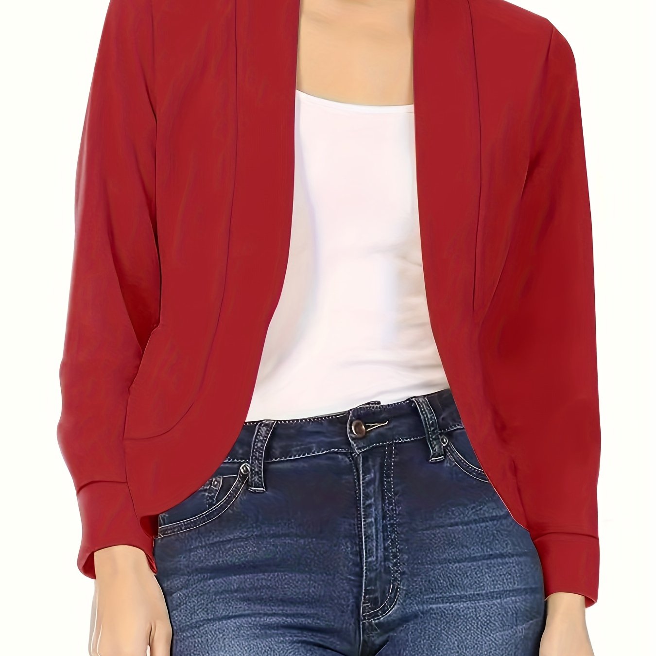 Blazer Feminino Gola Lapela – Manga Longa, Corte Aberto, Versátil Escritório/Casual