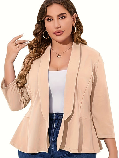 Blazer Feminino Plus Size – Manga ¾, Gola Lapela, Uso Profissional