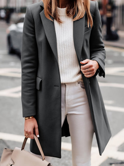 Sobretudo Wool-Blend Lapela – Elegância Inverno