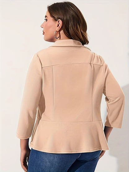 Blazer Feminino Plus Size – Manga ¾, Gola Lapela, Uso Profissional