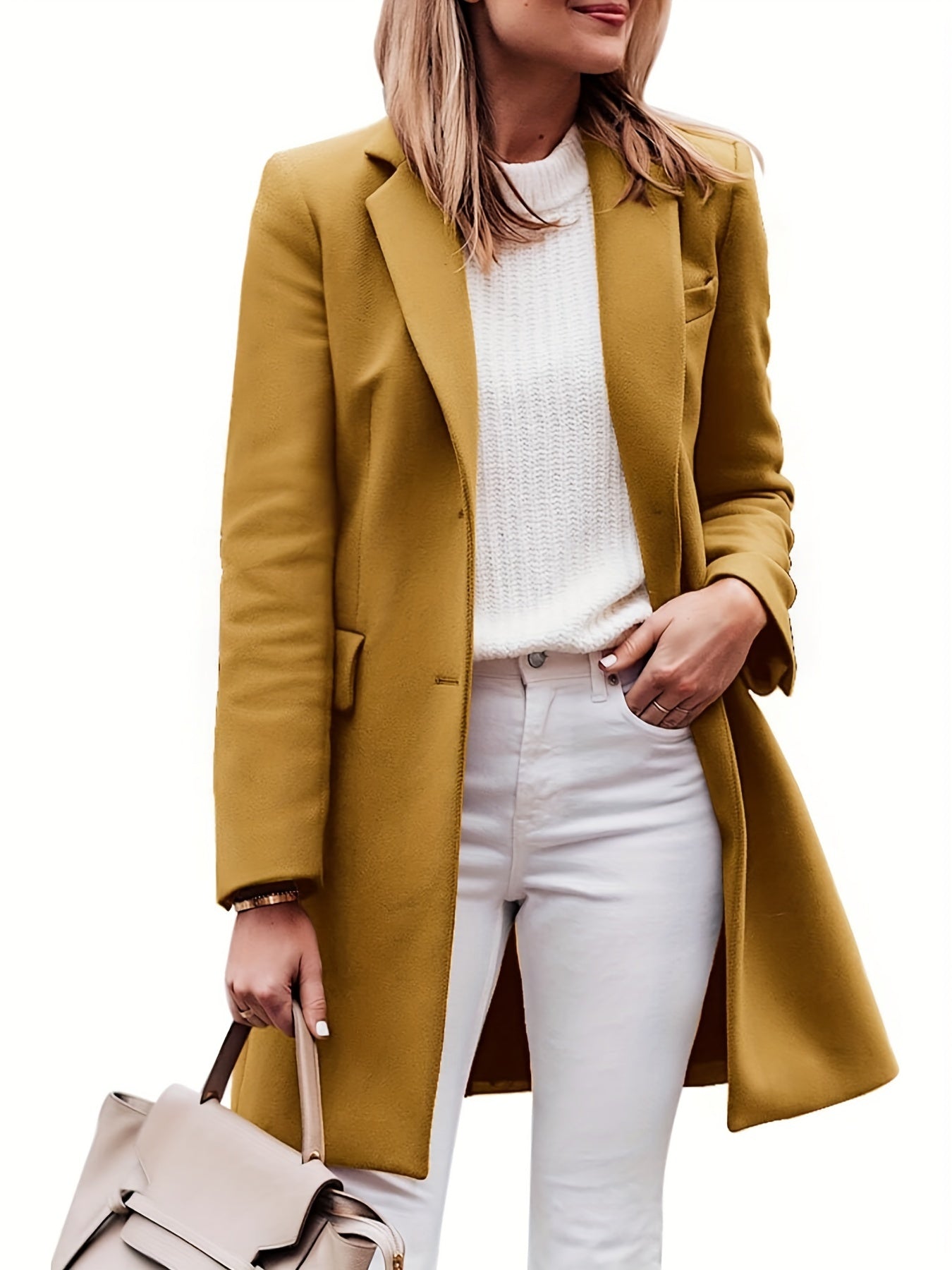 Sobretudo Wool-Blend Lapela – Elegância Inverno