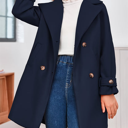 Casaco Infantil Lã-Blend Duplo Botão – Estilo Clássico