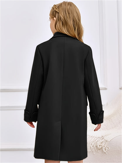 Casaco Infantil Lã-Blend Duplo Botão – Estilo Clássico