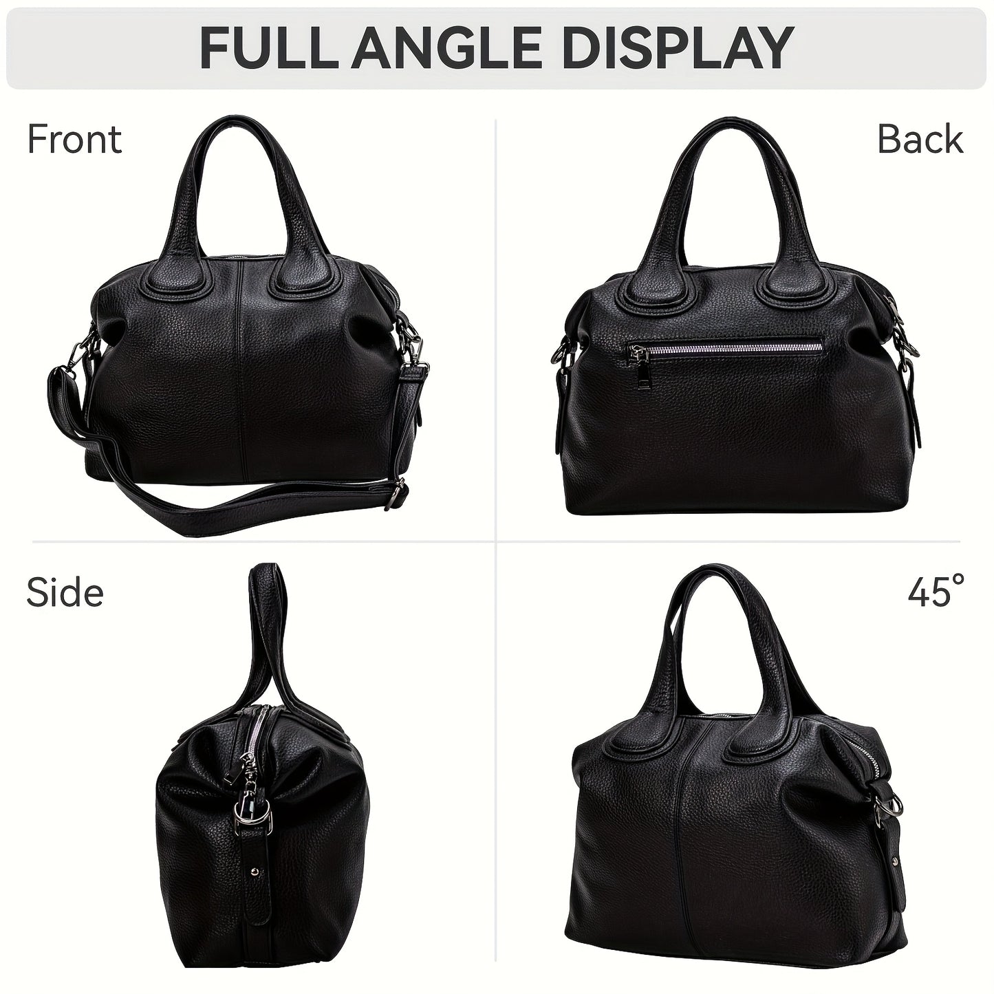 Bolsa Feminina Tote Grande Capacidade – Ombro em PU macio, cor sólida para rotina com estilo