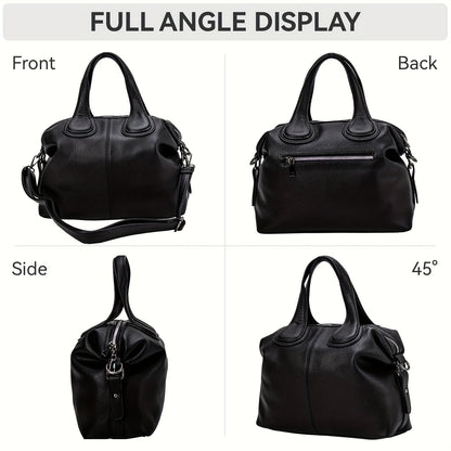 Bolsa Feminina Tote Grande Capacidade – Ombro em PU macio, cor sólida para rotina com estilo