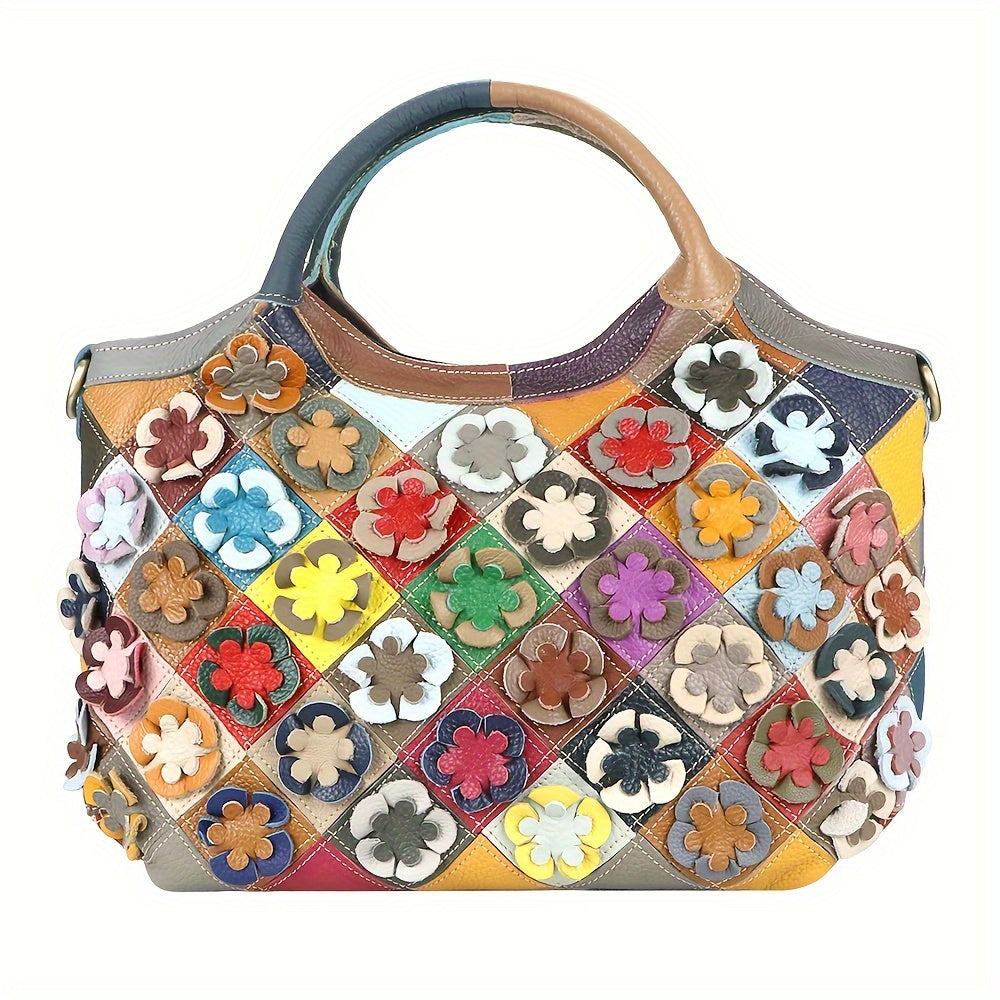 Royal Bagger Top Handle Satchel – Bolsa Feminina de Couro Genuíno com Estampa Xadrez, Top Handle e Grande Capacidade