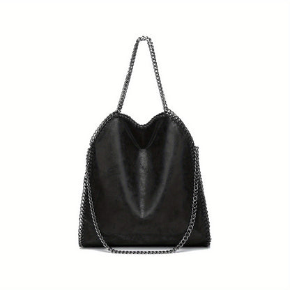 Bolsa Feminina Top Handle & Crossbody – Tote Espaçosa em Preto com Corrente