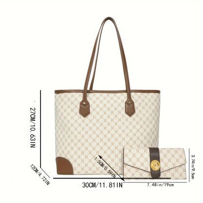 Bolsa Tote Feminina Texturizada com Carteira – Estilo Clássico e Elegância para o Dia a Dia
