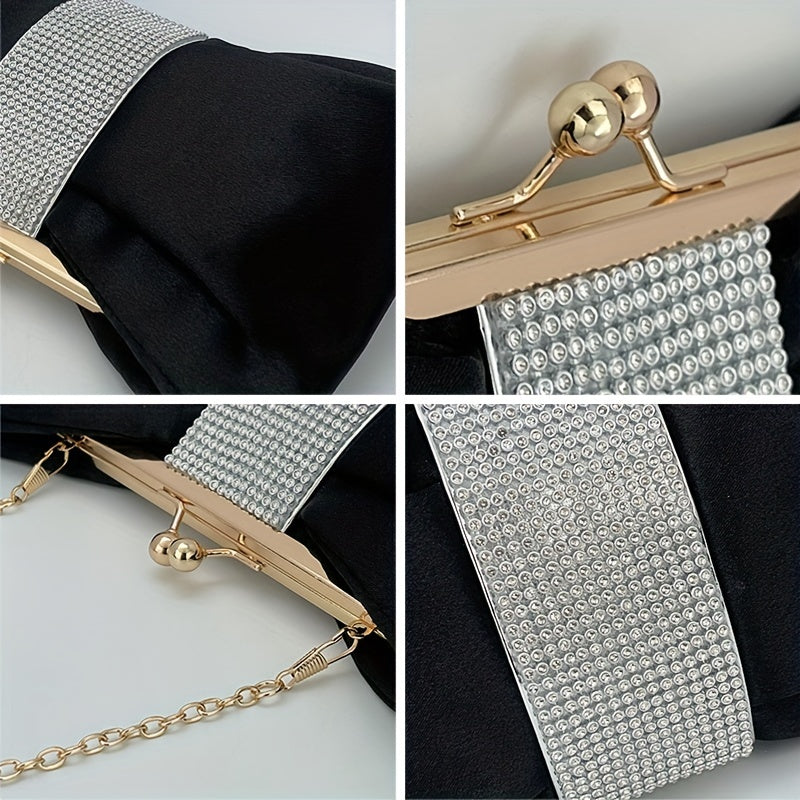 Clutch Feminina Pedraria com Corrente Metalizada – Brilho & Distinção para a Noite