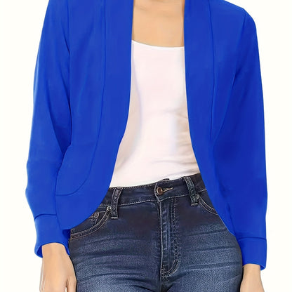 Blazer Feminino Gola Lapela – Manga Longa, Corte Aberto, Versátil Escritório/Casual