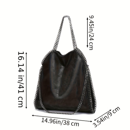 Bolsa Feminina Top Handle & Crossbody – Tote Espaçosa em Preto com Corrente
