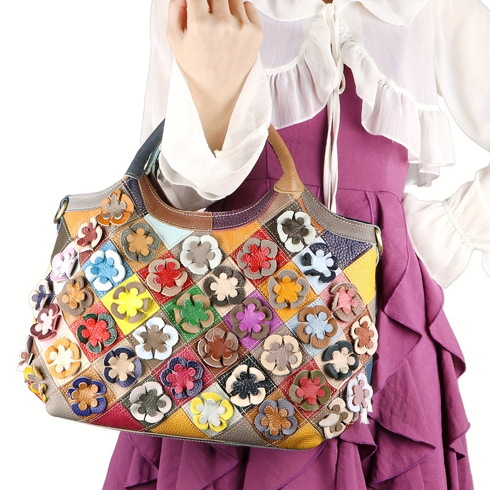 Royal Bagger Top Handle Satchel – Bolsa Feminina de Couro Genuíno com Estampa Xadrez, Top Handle e Grande Capacidade