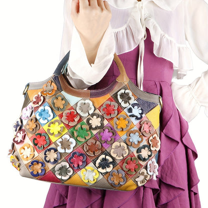 Royal Bagger Top Handle Satchel – Bolsa Feminina de Couro Genuíno com Estampa Xadrez, Top Handle e Grande Capacidade