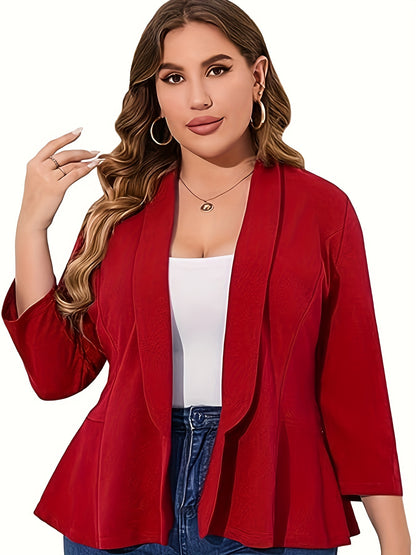 Blazer Feminino Plus Size – Manga ¾, Gola Lapela, Uso Profissional