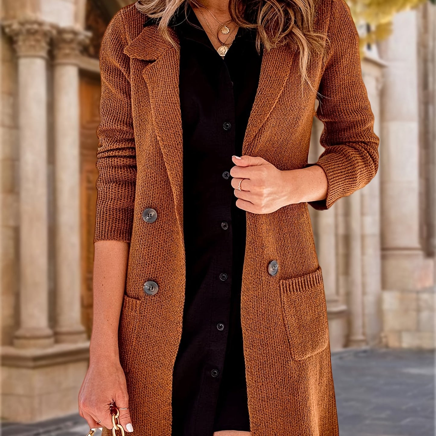 Cardigã Longo Lapela Elegante – Versatilidade Refinada