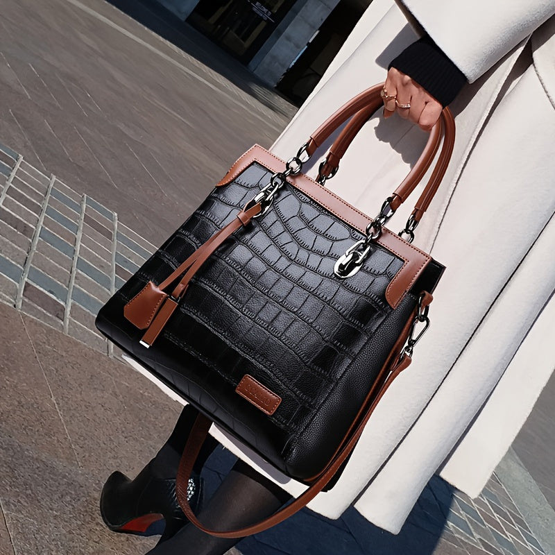 Bolsa Feminina Tote Multi-Way – PU Couro com Alça Destacável & Design Versátil