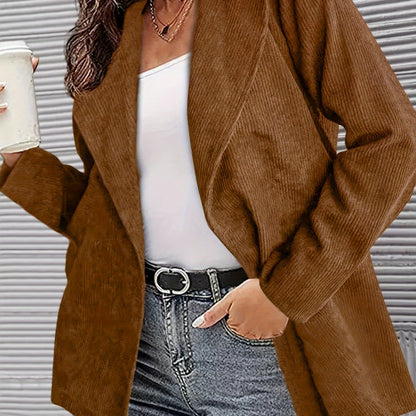 Blazer Feminino Gola Lapela – Manga Longa, Versátil para Todas Estações