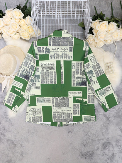 Casaco Plus Size Print Newspaper – Impacto Elegante