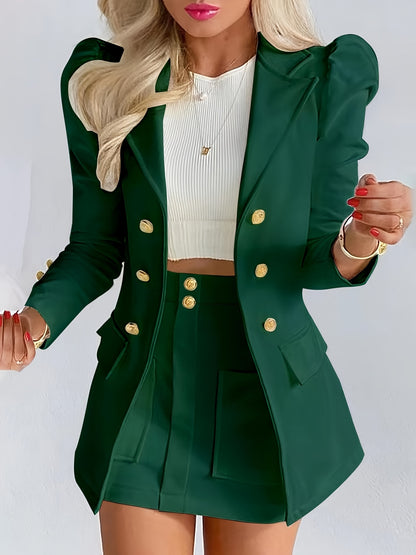 Conjunto Feminino Blazer e Saia Branca – Lapela Clássica, Manga Longa, Cintura Alta, Perfeito para Outono/Inverno