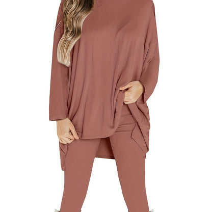 Conjunto Plus Size Feminino Casual – Top Oversized Manga Longa + Leggings