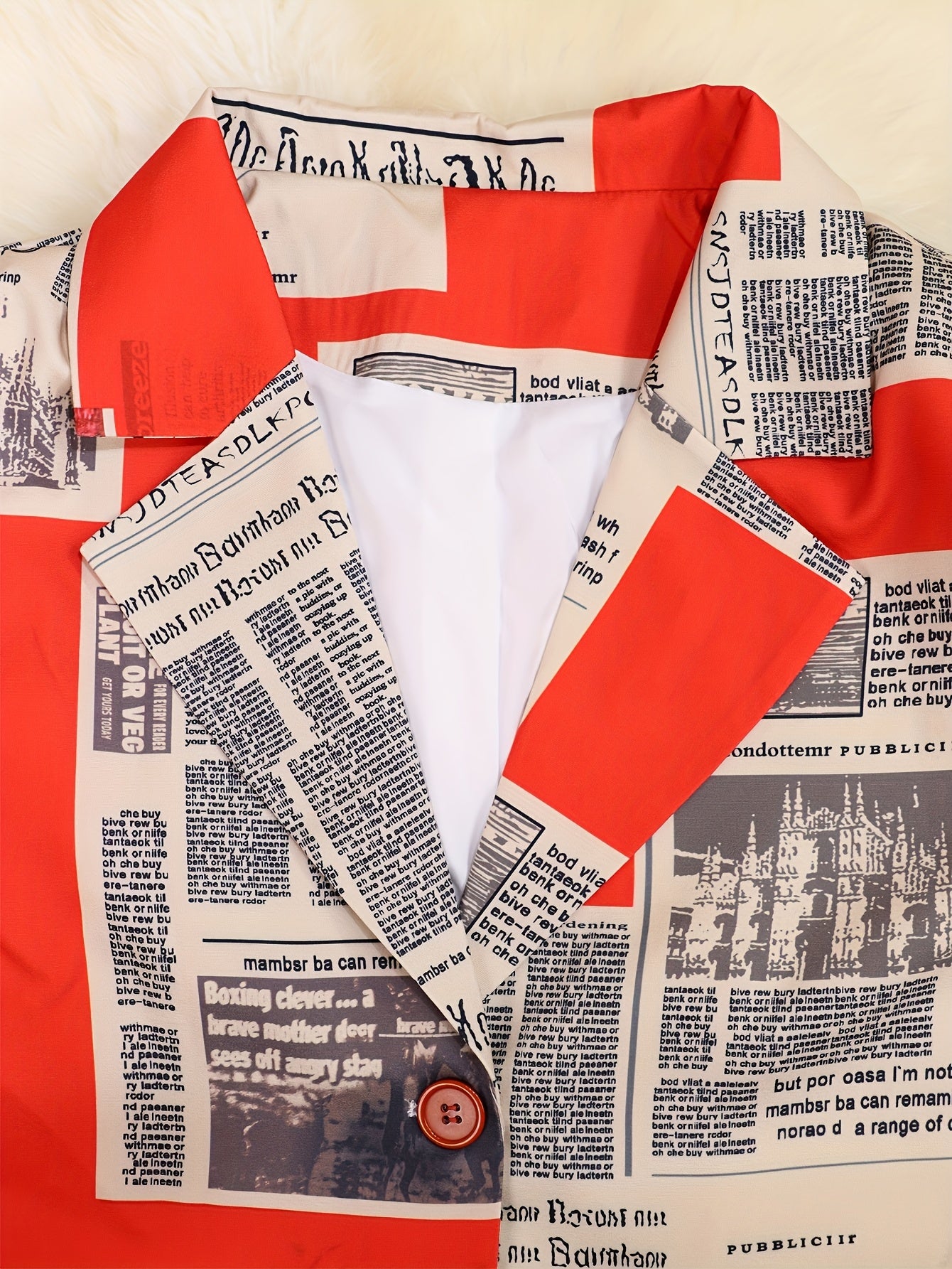 Casaco Plus Size Print Newspaper – Impacto Elegante