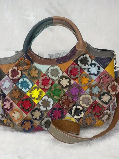 Royal Bagger Top Handle Satchel – Bolsa Feminina de Couro Genuíno com Estampa Xadrez, Top Handle e Grande Capacidade