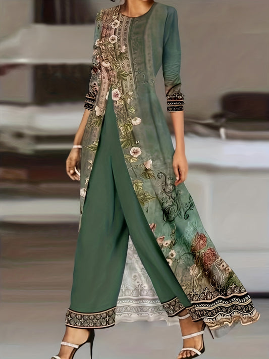 Conjunto Feminino Elegance Comfort – Blusa Manga longa + Calça Reta