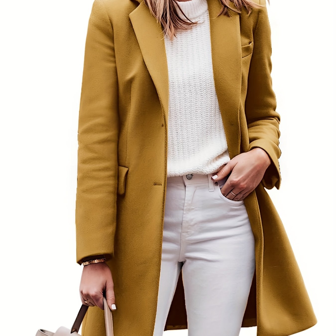 Sobretudo Wool-Blend Lapela – Elegância Inverno