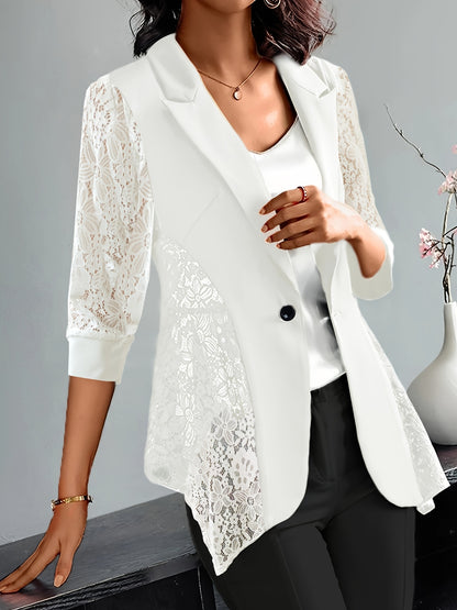 Blazer Feminino de Renda Chic – Manga Longa, Estação Primavera/Outono