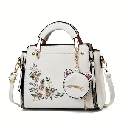 Bolsa Mini Feminina Satchel 2025 – Top-Handle + Corrente com Pingente Gatinho