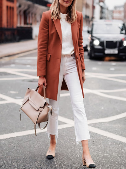 Sobretudo Wool-Blend Lapela – Elegância Inverno