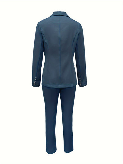 Conjunto Feminino Blazer Duplo + Calça Slim – Elegância para Trabalho & Evento